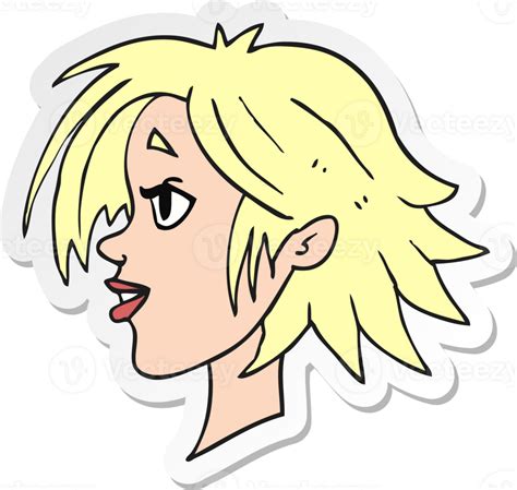 Sticker Of A Cartoon Happy Female Face 36354934 Png