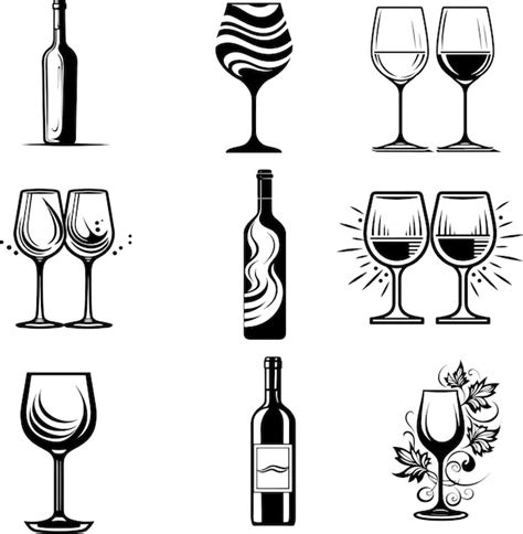 Premium Vector Wine Bottle Glass Silhouette Vector Illustration