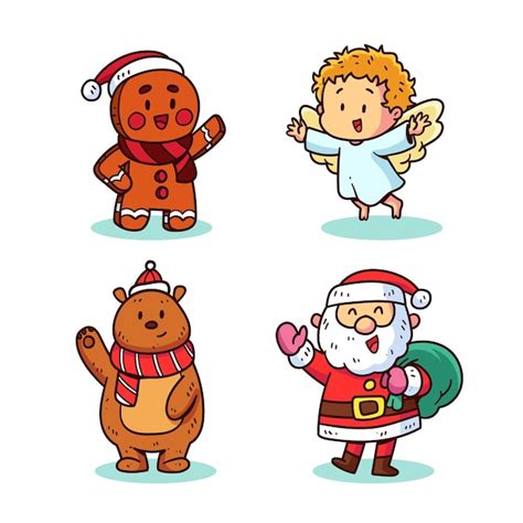 Colecci N Personajes De Santa Claus Dibujados A Mano Vector Gratis