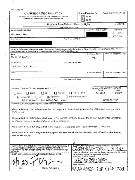 Fillable Online Signed Charge Of Discrimination Pdf Eeoc Form 5 11 09 Fax Email Print Pdffiller