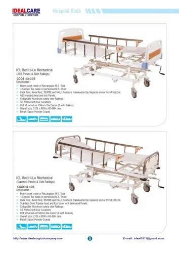 Hi Low Hydraulic Icu Bed With Mattress Size Dimension L X W X