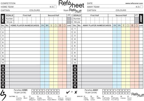 Refsheet Pack Soccer Referee Match Day Score Sheets Amazon Co Uk