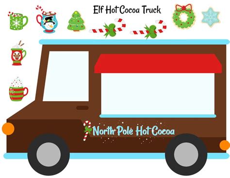 Elf Hot Cocoa Food Truck Printable Christmas Props Instant Etsy