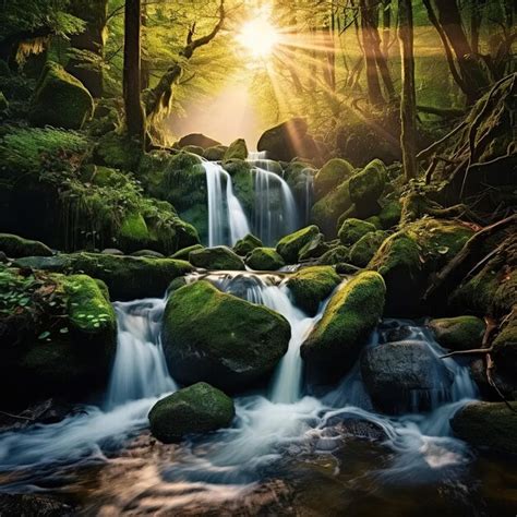 Premium Photo A Stream Running Through A Lush Green Forest