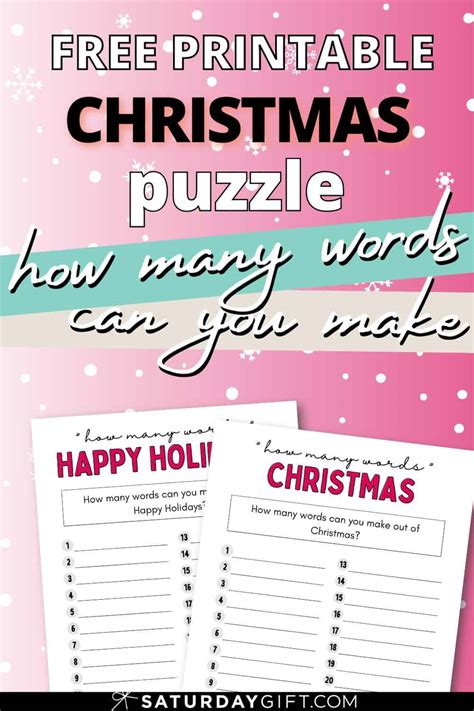 How Many Words Can You Make From Christmas Worksheet