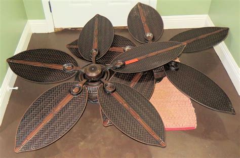 Qty 2 Leaf Shaped Woven Design Ceiling Fans - Oahu Auctions