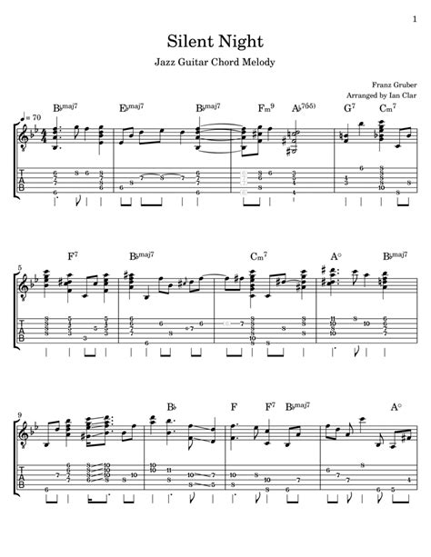 Silent Night Jazz Guitar Chord Melody Arr Ian Clar By Franz Gruber