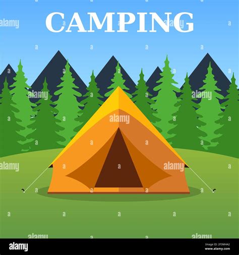 Camping Tourist Tent On Forest Landscape Stock Vector Image And Art Alamy