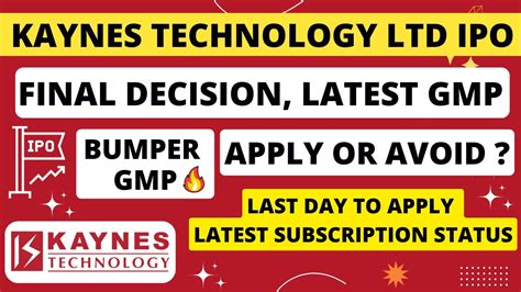 Kaynes Technology India Ltd IPO Last Day To Apply Final Decision