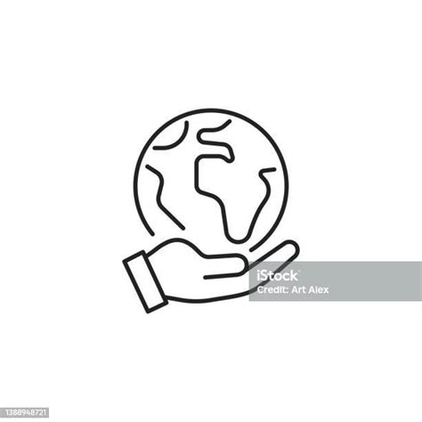 Hand Holding Globe Or Planet Earth Icon High Quality Black Vector