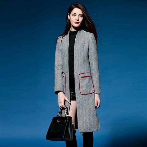 Solid Women Wool Blends Overcoat Fashion European Style Lady Woolen