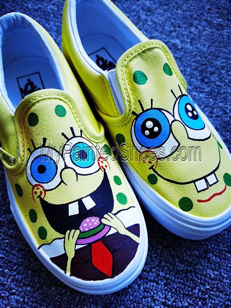 Kids Shoes Anime SpongeBob SquarePants Shoes Hand Painted Shoes