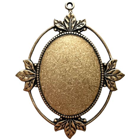 Leafy Cameo Pendant Mount Brass Ox 40x30 Mount