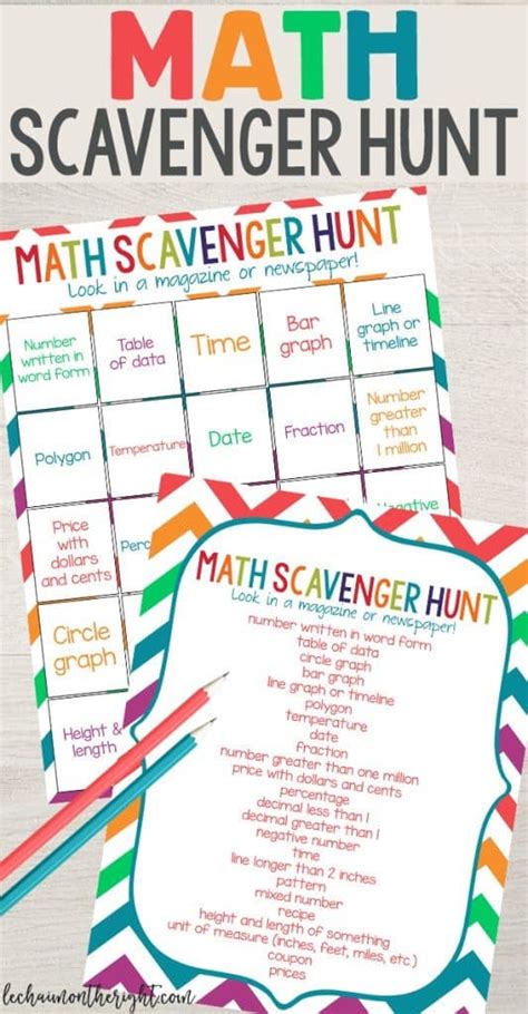 Free Math Scavenger Hunt Printables