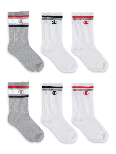 Champion Champion Kids Socks 6 Pack Crew Logo Socks Sizes M L