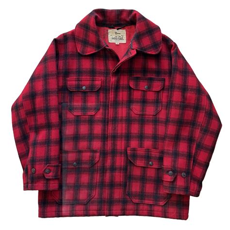 Vintage Woolrich Buffalo Plaid Chore Jacket Red Bl Gem