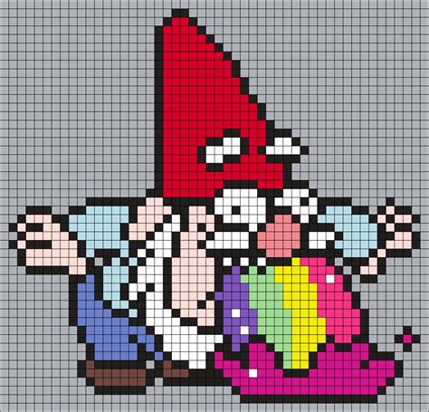 Rainbow Puking Gnome From Gravity Falls (Square) Perler Bead Pattern ...