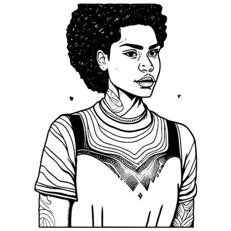 Nonbinary Latina Woman Coloring Page Bob Haircut · Creative Fabrica