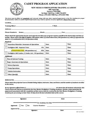 Fillable Online Nmprc State Nm Cadet Program Application Form Fax Email