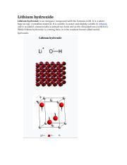 Lithium hydroxide.pdf - Lithium hydroxide Lithium hydroxide is an ...