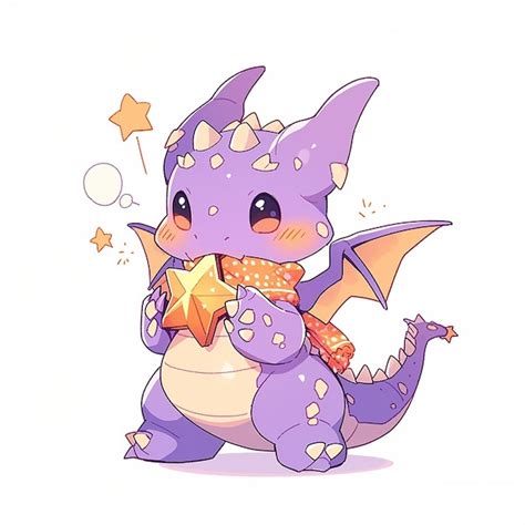 Premium AI Image | Cute Christmas purple dragon with golden star in ...