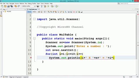 Java Program Multiplication Table Youtube