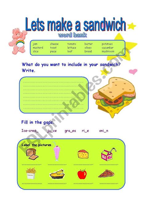 Making A Sandwich Worksheet