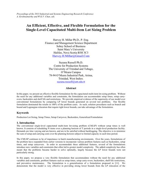 PDF Empirical Evidence Of An Efficient Formulation For The Multi