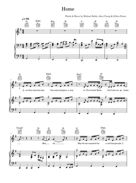 Play Official Version Of Home Sheet Music By Michael Bublé For Piano Vocals