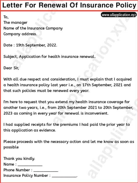 Request Letter For Renewal Of Insurance Policy Samples