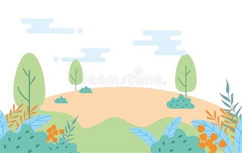 Ejemplo Plano Del Vector Del Paisaje De La Naturaleza Ilustración Del