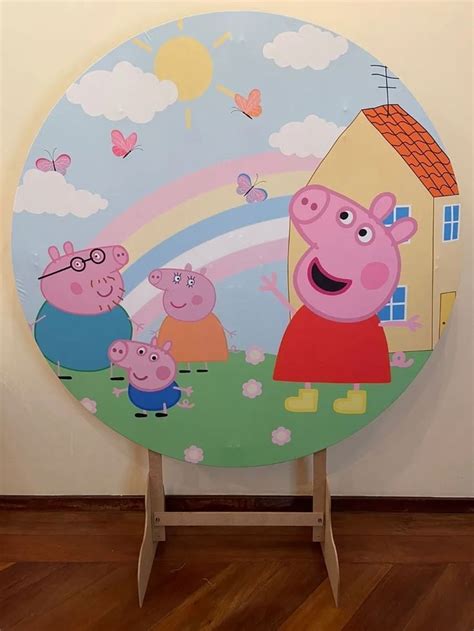 Painel D Festa Redondo Malha Sublimado Peppa Pig Em Porn