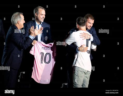 Club President David Beckham And Owners Jose R Mas And Jorge Mas