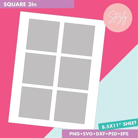 3 Inch Square Blank Template 76 Mm Square Sticker Collage Etsy