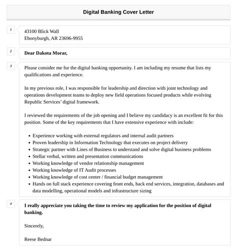 Digital Banking Cover Letter Velvet Jobs