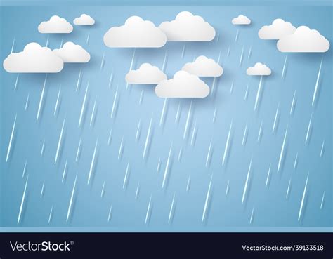 Rain Background Rainy Season Paper Art Style Vector Image