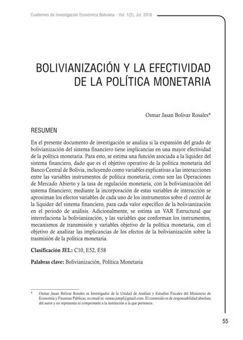 PDF BOLIVIANIZACIÓN Y LA EFECTIVIDAD DE LA MH documentos