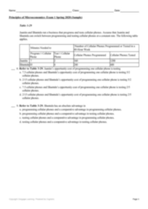 Solution Principles Of Microeconomics Exam 1 Spring 2020 Sample