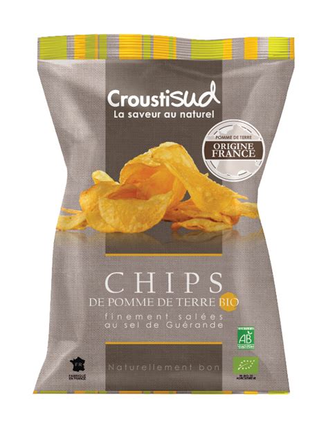 Chips de pomme de terre au sel de Guérande bio CroustiSud