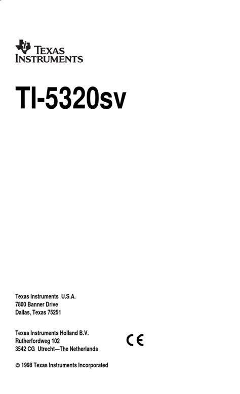 TEXAS INSTRUMENTS TI-5320 USER MANUAL Pdf Download | ManualsLib