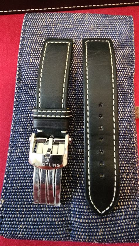 Breitling Black Calfskin Leather Strap X And Stainless Steel