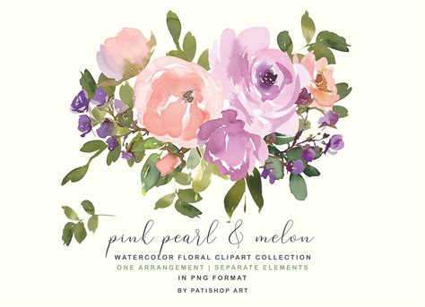 Blush Pink Watercolor Floral Bouquet Set Graphic By Patishop Art · Creative Fabrica Floral