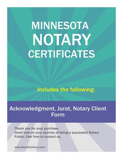 State Of Minnesota Three Notary Certificates Acknowledgment Jurat