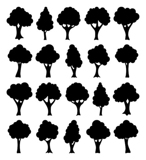 Premium Vector Set Of Hand Drawn Trees