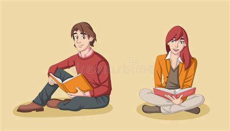 Young Couple Reading Books Stock Vector Illustration Of Book Smart