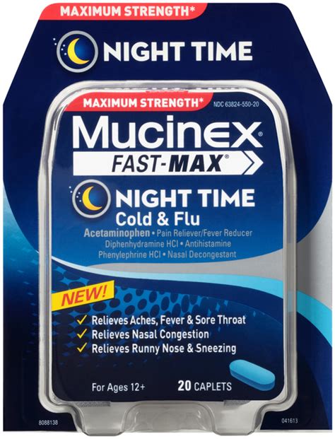 Mucinex Fast Max Night Time Cold And Flu Caplets Maximum Strength 20 Tab Medshopexpress