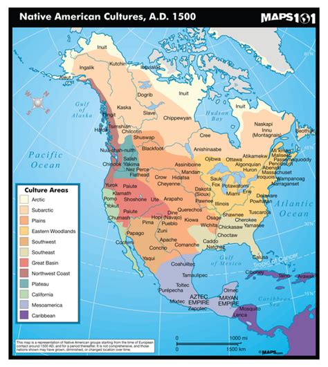 Native American Cultures Map, 1500 | Maps.com.com