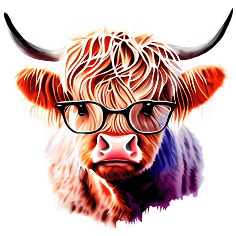 Highland Cow With Glasses And Bubblegum Graphic Creative Fabrica