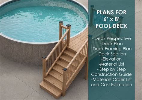 Premium Plans For Above Ground Pool Deck 6x8 18 Round Pool Deck Blueprint With Step By Step