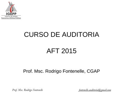 PDF CURSO DE AUDITORIA AFT 2015 Igepp Br Testes E